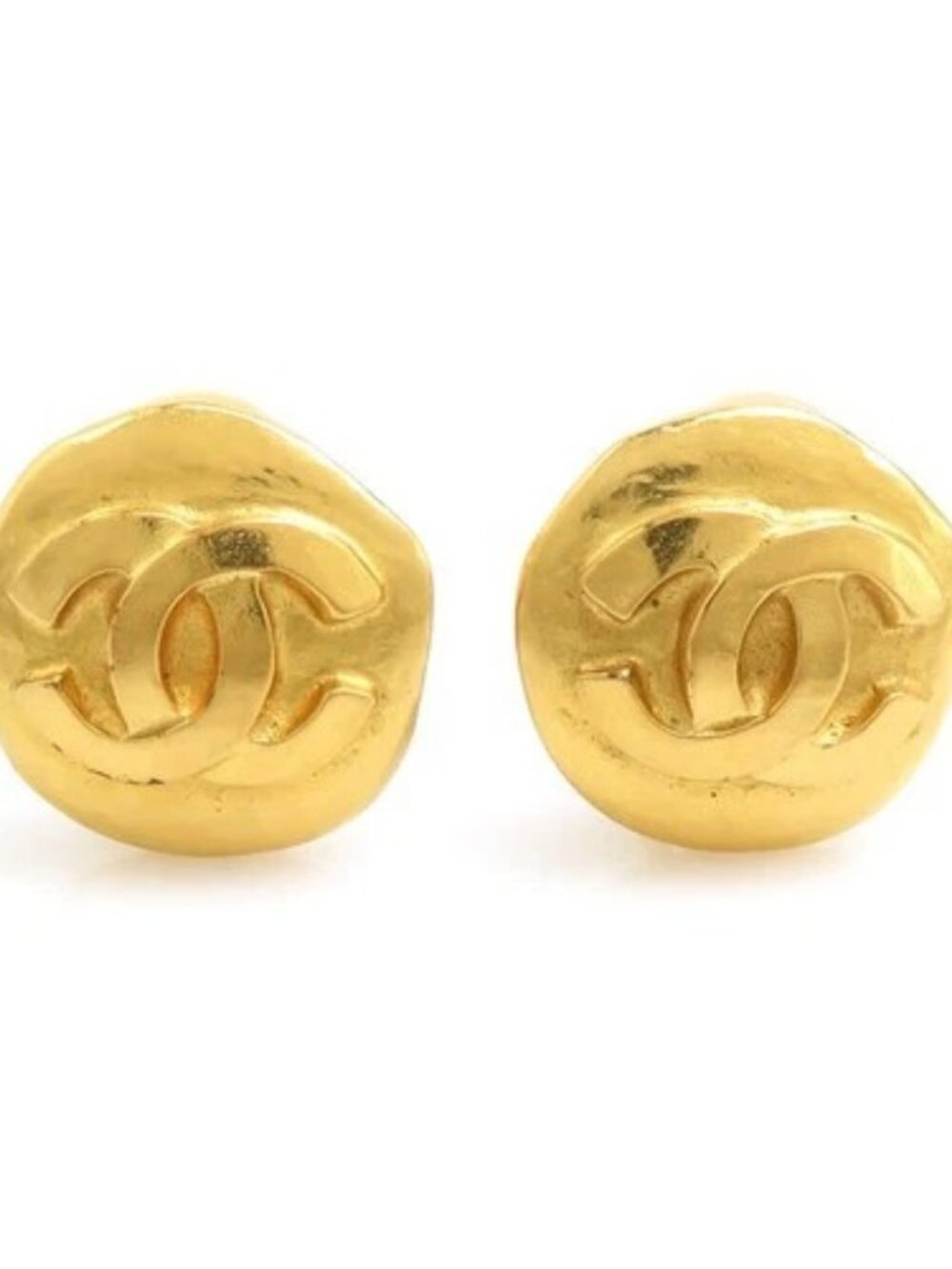 Auth CHANEL Vintage CC Logo Clip on Earrings Gold Metal - e61933